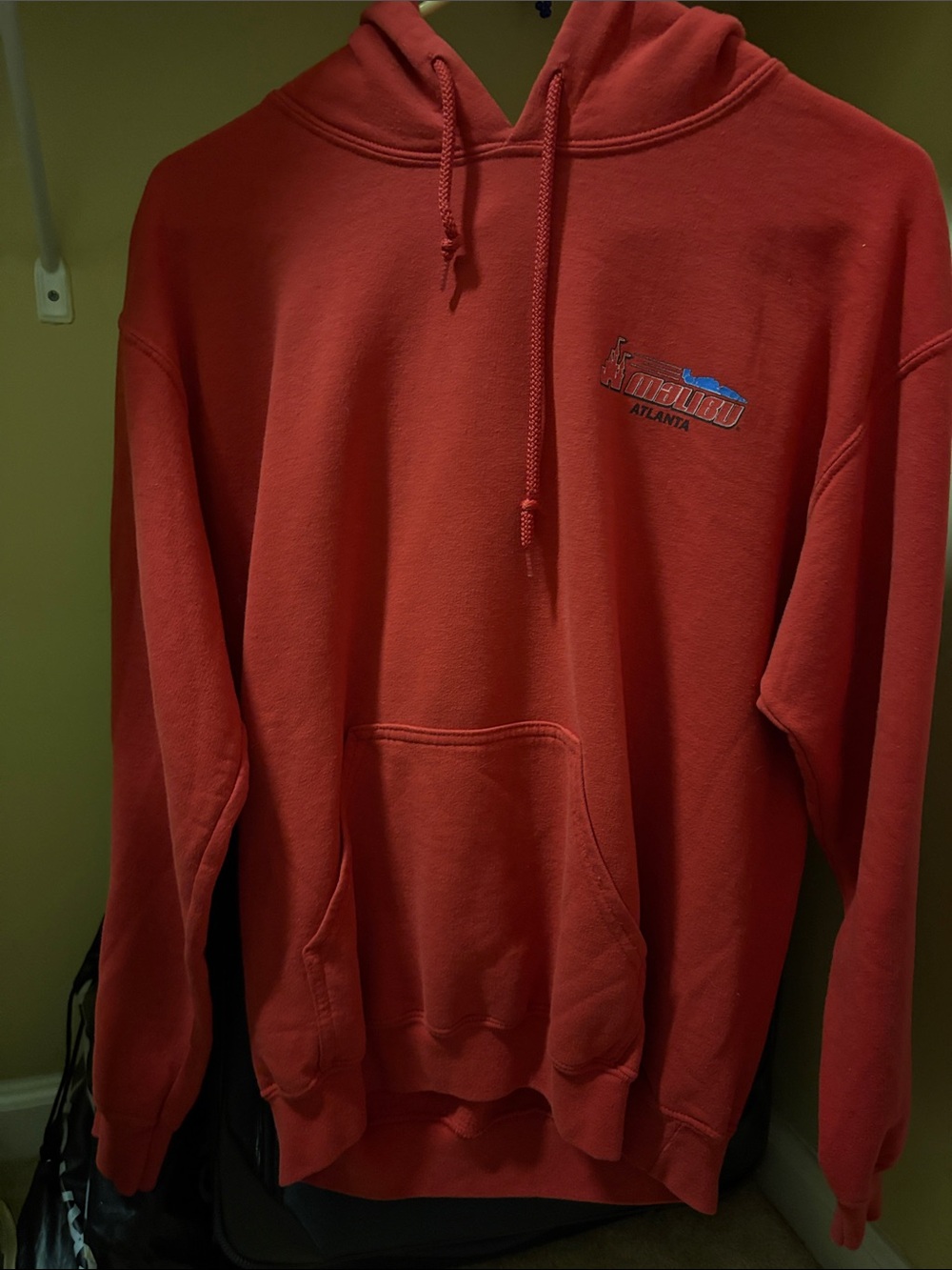 Gildan Red Hoodie with Small Atlanta Logo